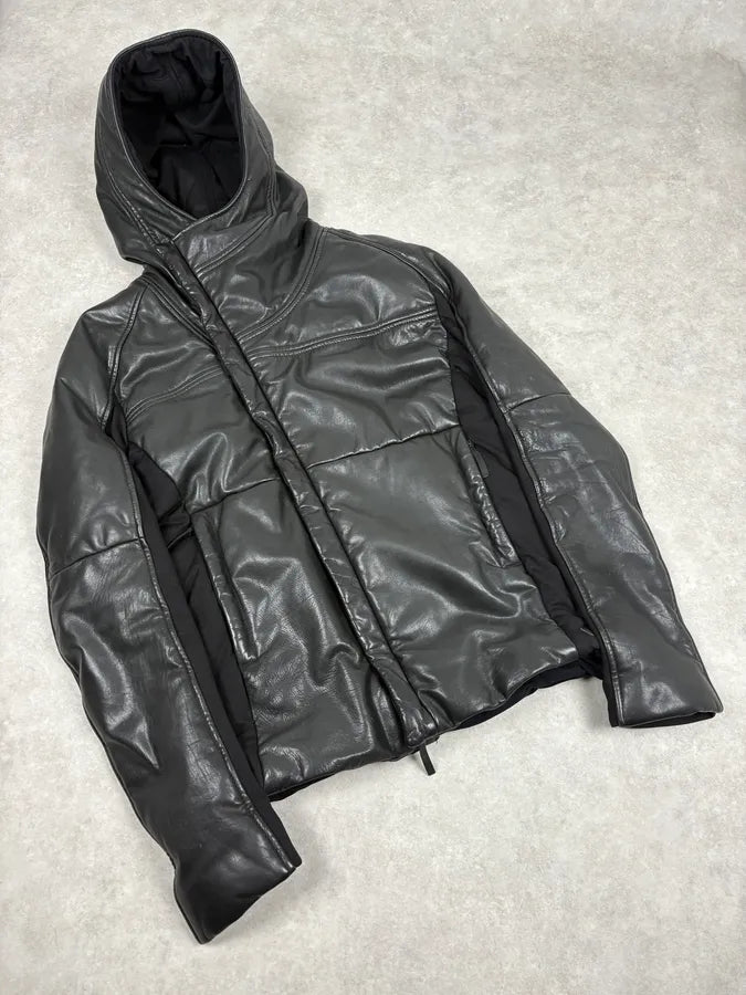 AW2012 Emporio Armani Asymmetrical Black Leather Jacket evtdUHC 3