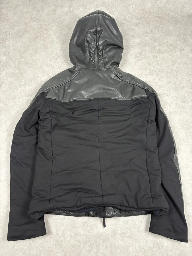 AW2012 Emporio Armani Asymmetrical Black Leather Jacket evtdUHC 5