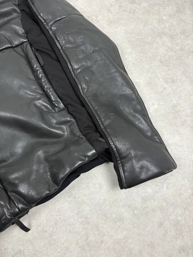 AW2012 Emporio Armani Asymmetrical Black Leather Jacket evtdUHC 7