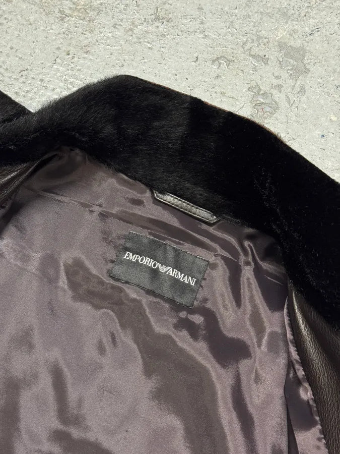 AW2012 Emporio Armani Asymmetrical Zip Black Pony Hair Leather Jacket VIENJEB 11