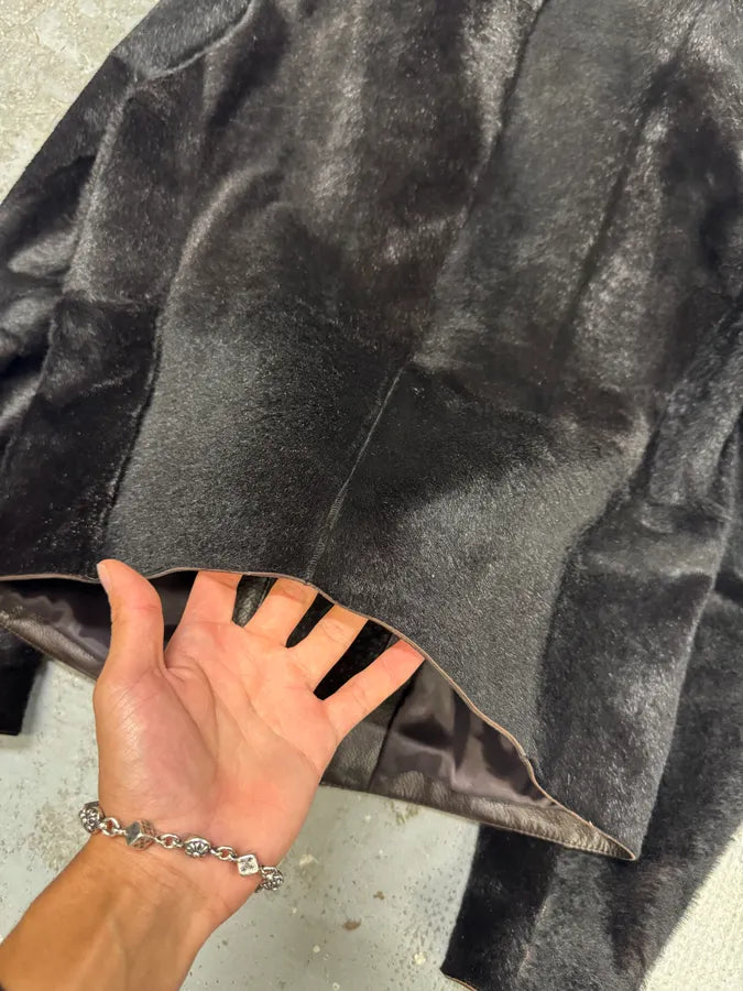 AW2012 Emporio Armani Asymmetrical Zip Black Pony Hair Leather Jacket VIENJEB 6