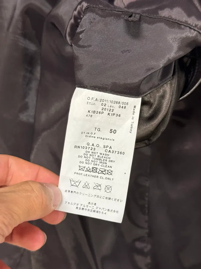 AW2012 Emporio Armani Asymmetrical Zip Black Pony Hair Leather Jacket VIENJEB 9