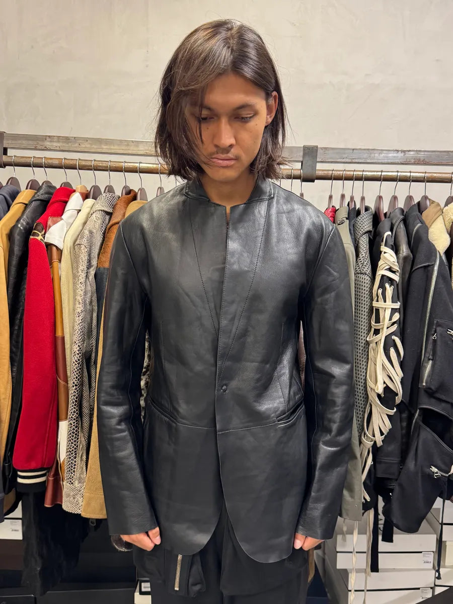 AW2012 Emporio Armani Avant-Garde Black Leather Suit Jacket wzqpfMK 2