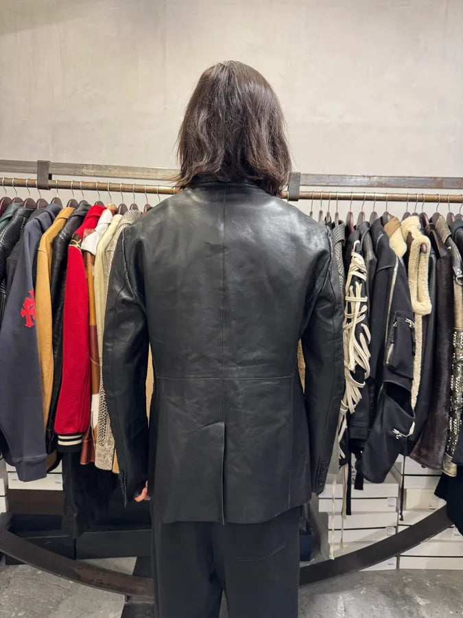 AW2012 Emporio Armani Avant-Garde Black Leather Suit Jacket wzqpfMK 3