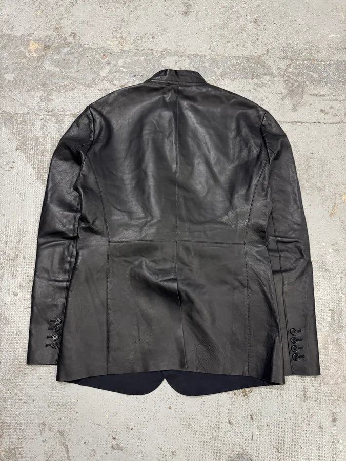 AW2012 Emporio Armani Avant-Garde Black Leather Suit Jacket wzqpfMK 5
