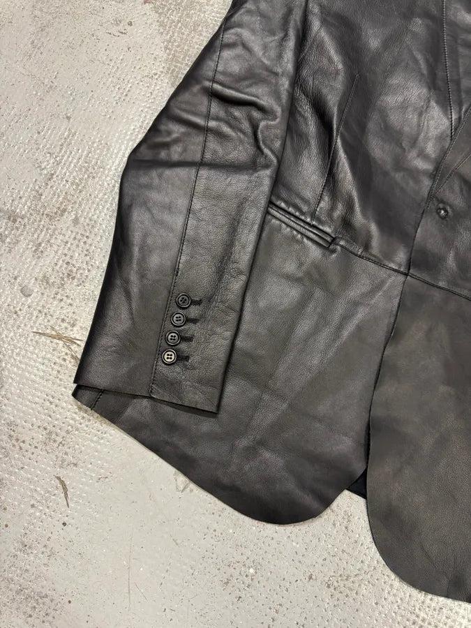 AW2012 Emporio Armani Avant-Garde Black Leather Suit Jacket wzqpfMK 6