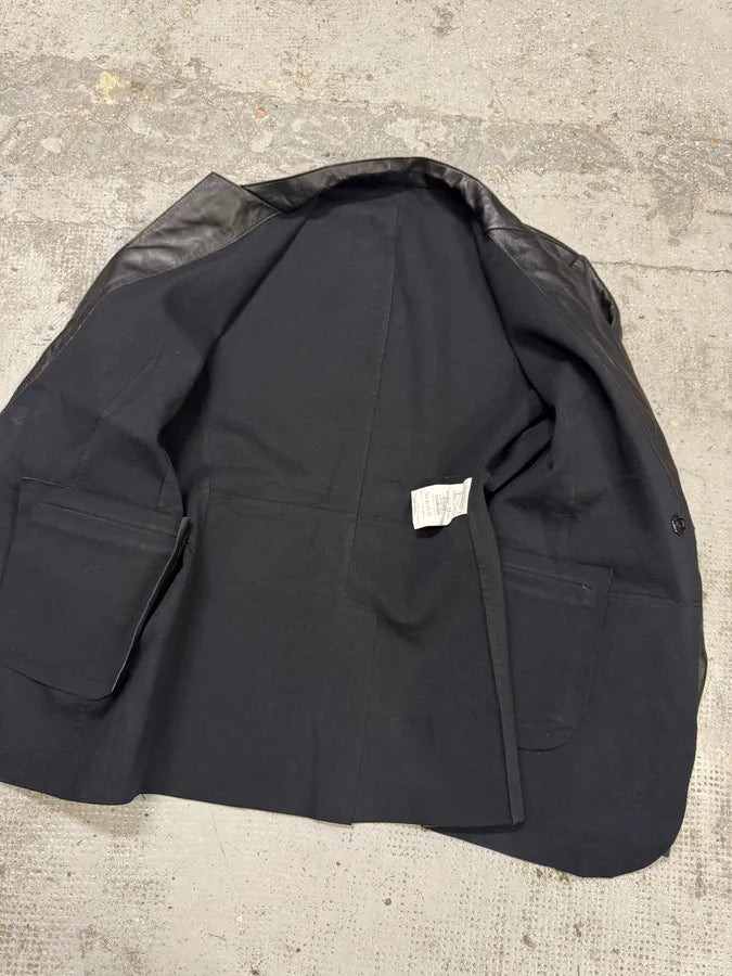 AW2012 Emporio Armani Avant-Garde Black Leather Suit Jacket wzqpfMK 8