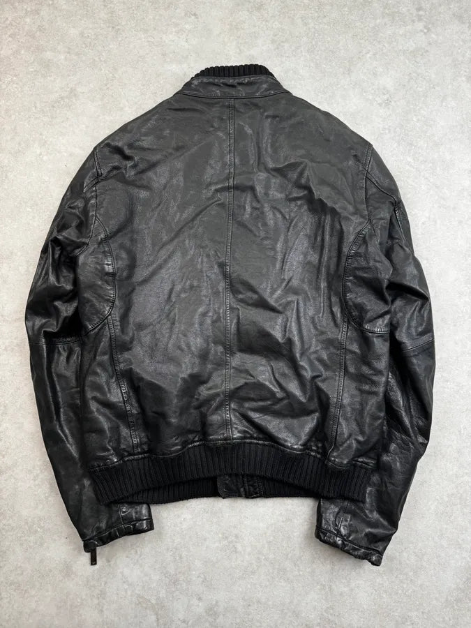 AW2012 Emporio Armani Black Biker Leather Jacket nagmcUP 1