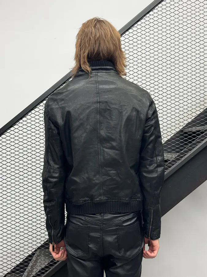 AW2012 Emporio Armani Black Biker Leather Jacket nagmcUP 3