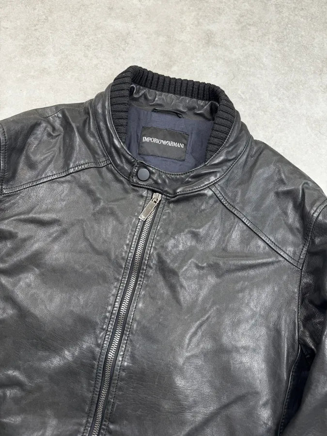 AW2012 Emporio Armani Black Biker Leather Jacket nagmcUP 4