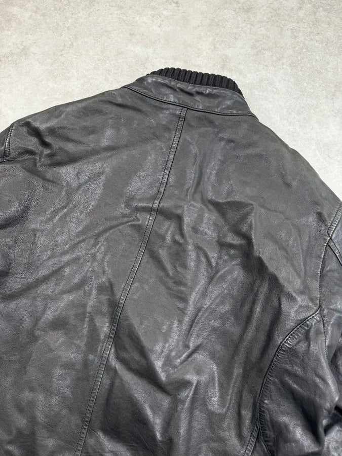 AW2012 Emporio Armani Black Biker Leather Jacket nagmcUP 5