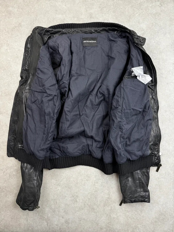AW2012 Emporio Armani Black Biker Leather Jacket nagmcUP 6