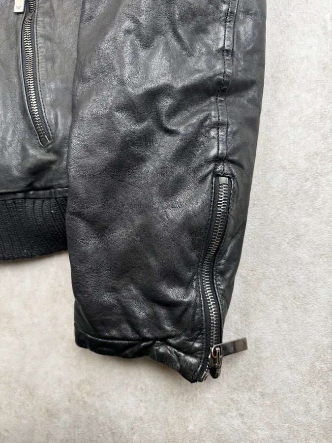 AW2012 Emporio Armani Black Biker Leather Jacket nagmcUP 7