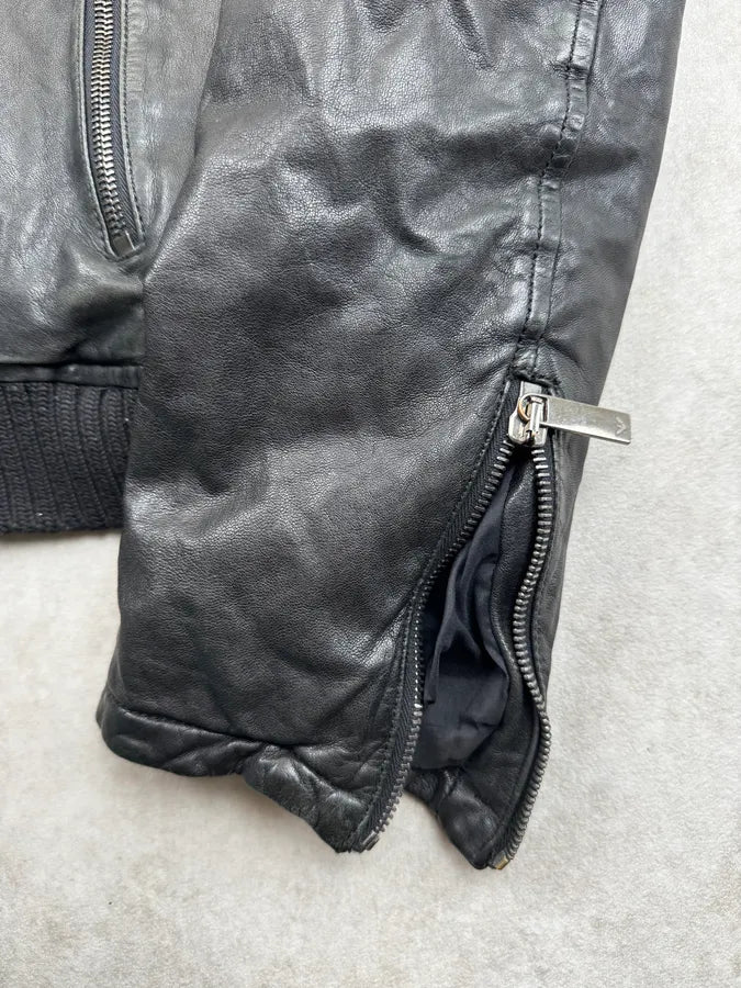 AW2012 Emporio Armani Black Biker Leather Jacket nagmcUP 8