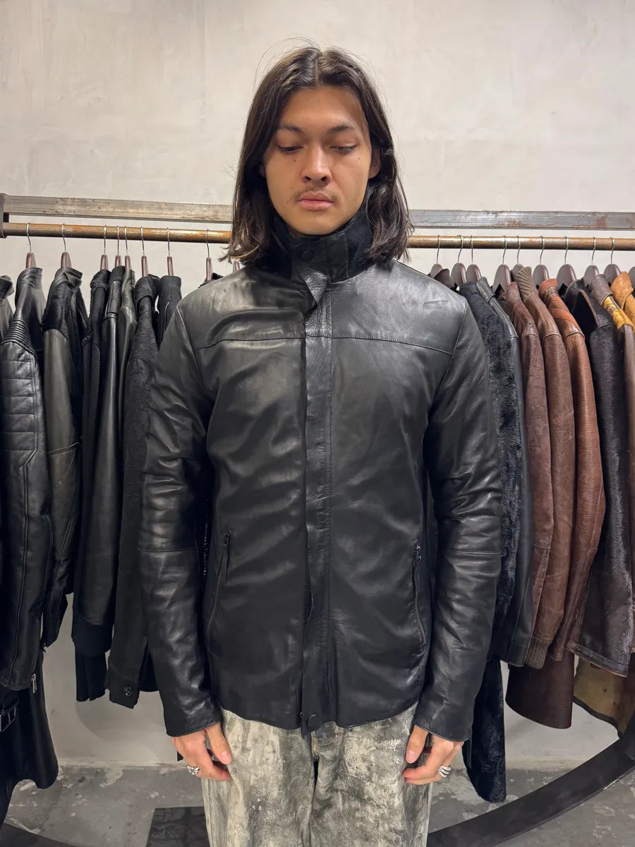 AW2012 Emporio Armani Black Fit Leather Jacket wXsWrBj 1