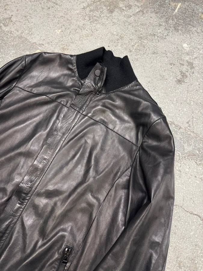 AW2012 Emporio Armani Black Fit Leather Jacket wXsWrBj 3