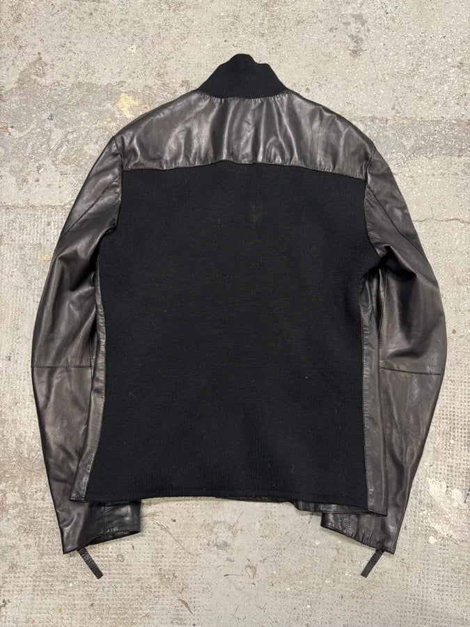 AW2012 Emporio Armani Black Fit Leather Jacket wXsWrBj 6