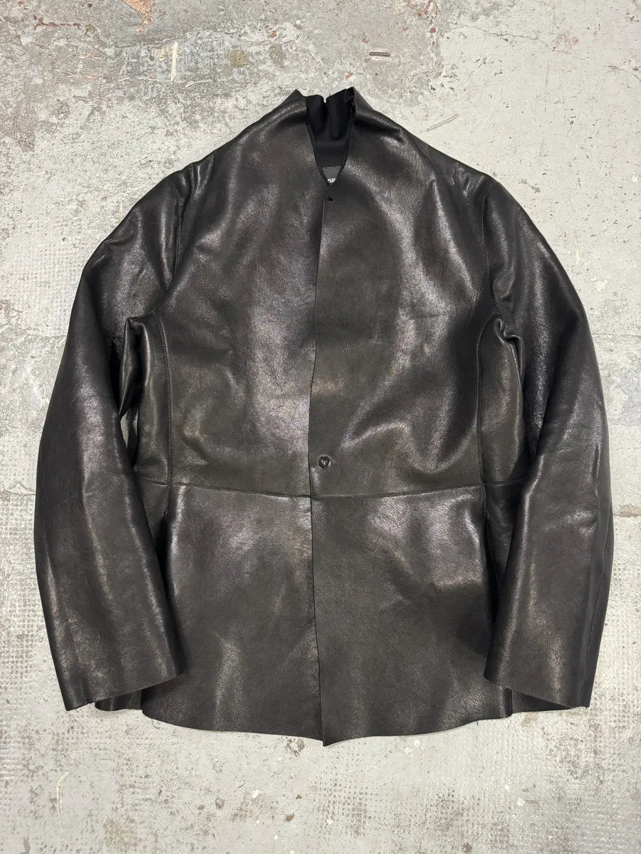 AW2012 Emporio Armani Black Leather Premium Blazer Jacket bMSnaOn 0