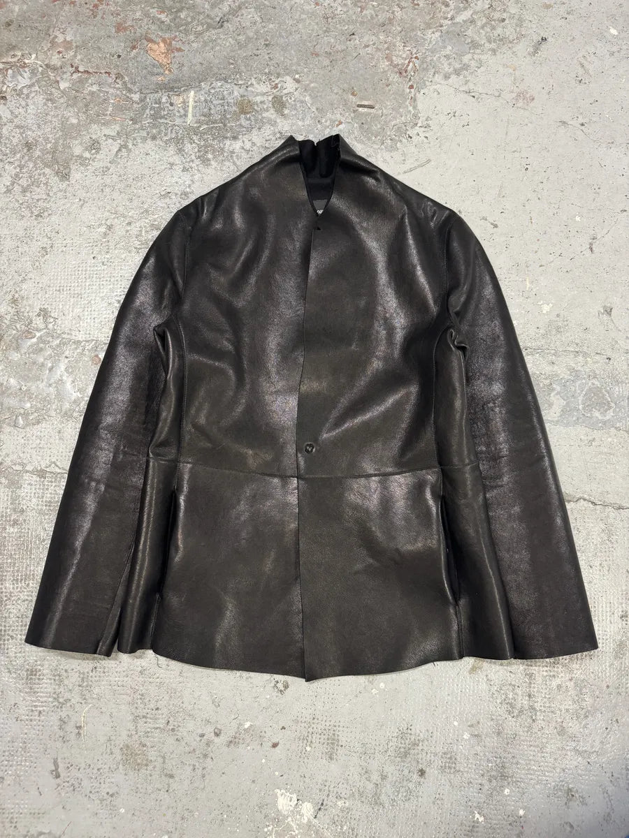 AW2012 Emporio Armani Black Leather Premium Blazer Jacket bMSnaOn 1