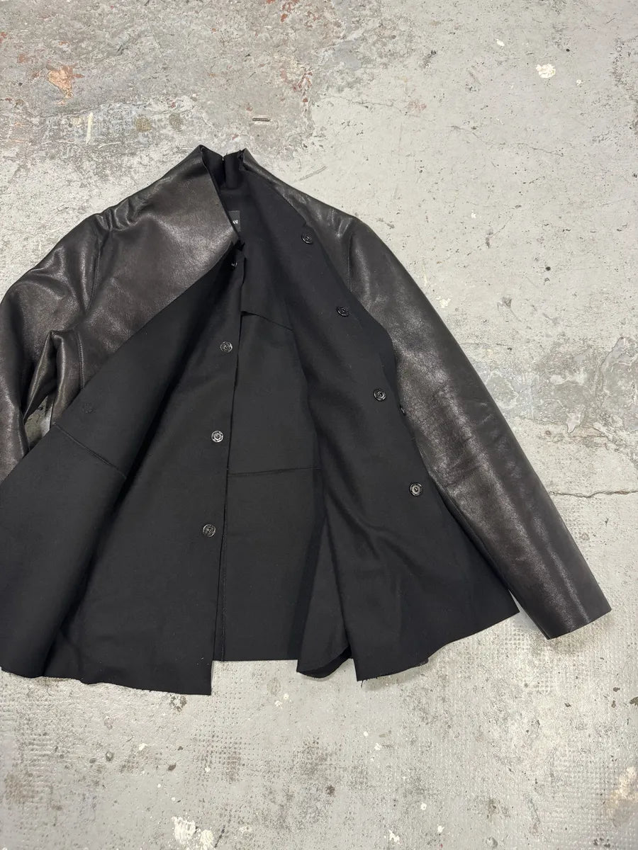 AW2012 Emporio Armani Black Leather Premium Blazer Jacket bMSnaOn 11