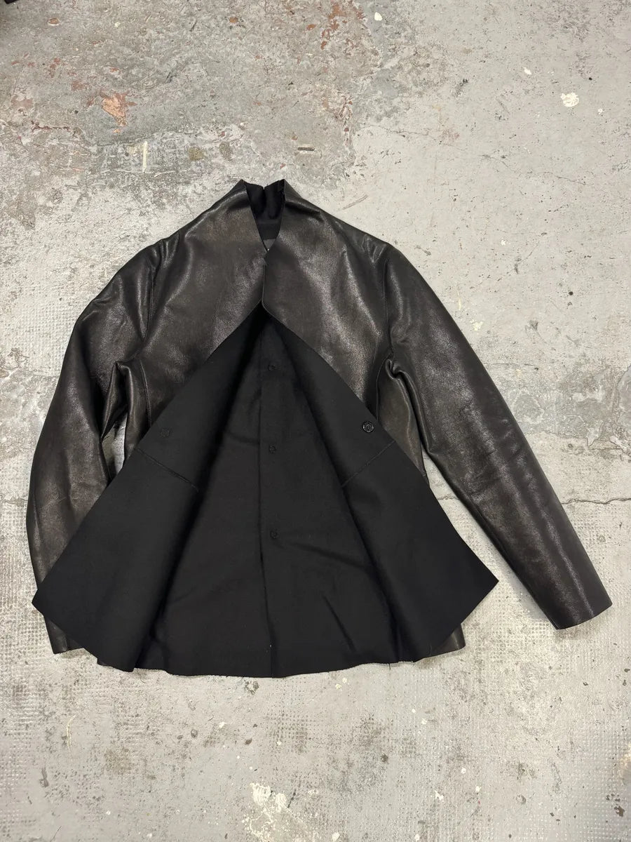 AW2012 Emporio Armani Black Leather Premium Blazer Jacket bMSnaOn 12