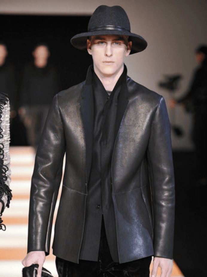 AW2012 Emporio Armani Black Leather Premium Blazer Jacket bMSnaOn 2