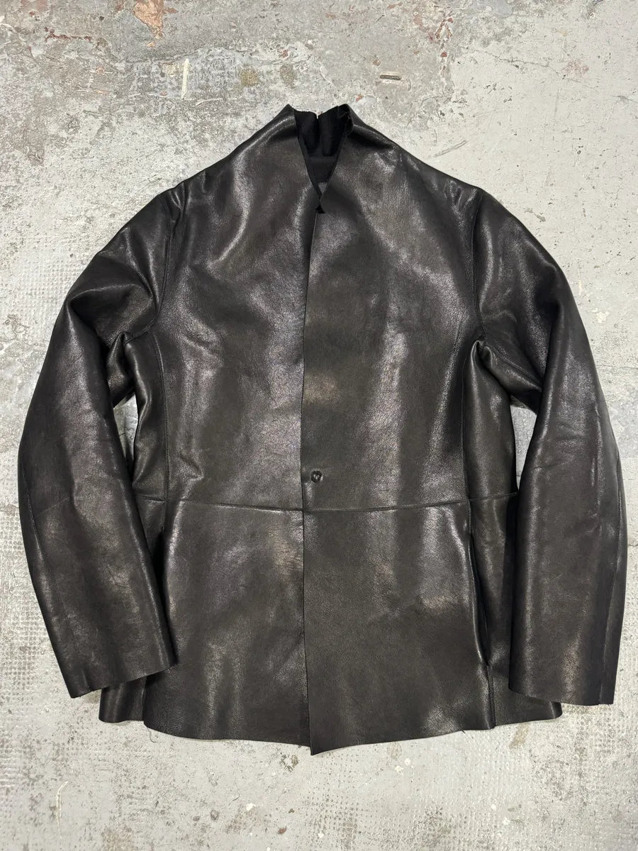 AW2012 Emporio Armani Black Leather Premium Blazer Jacket bMSnaOn 3