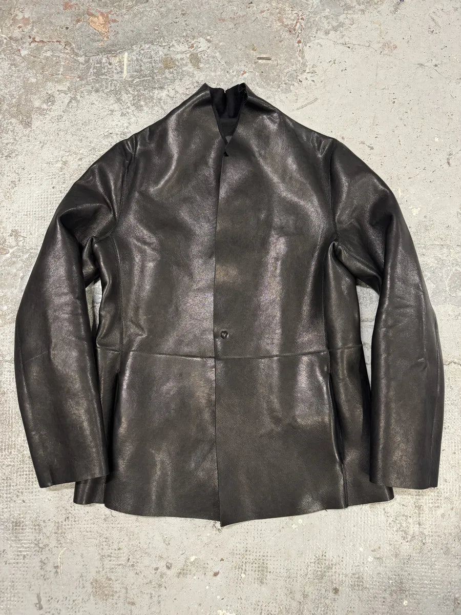 AW2012 Emporio Armani Black Leather Premium Blazer Jacket bMSnaOn 4