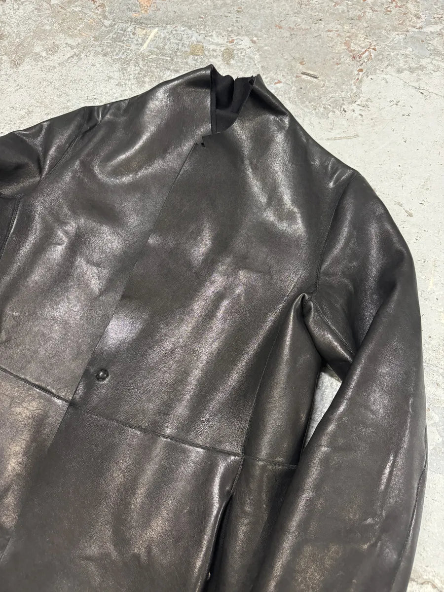 AW2012 Emporio Armani Black Leather Premium Blazer Jacket bMSnaOn 5