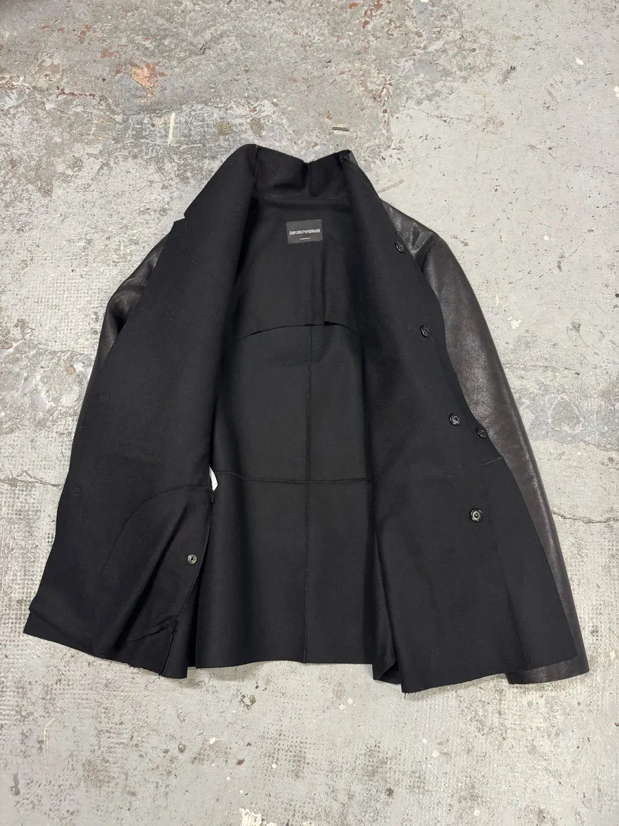 AW2012 Emporio Armani Black Leather Premium Blazer Jacket bMSnaOn 6