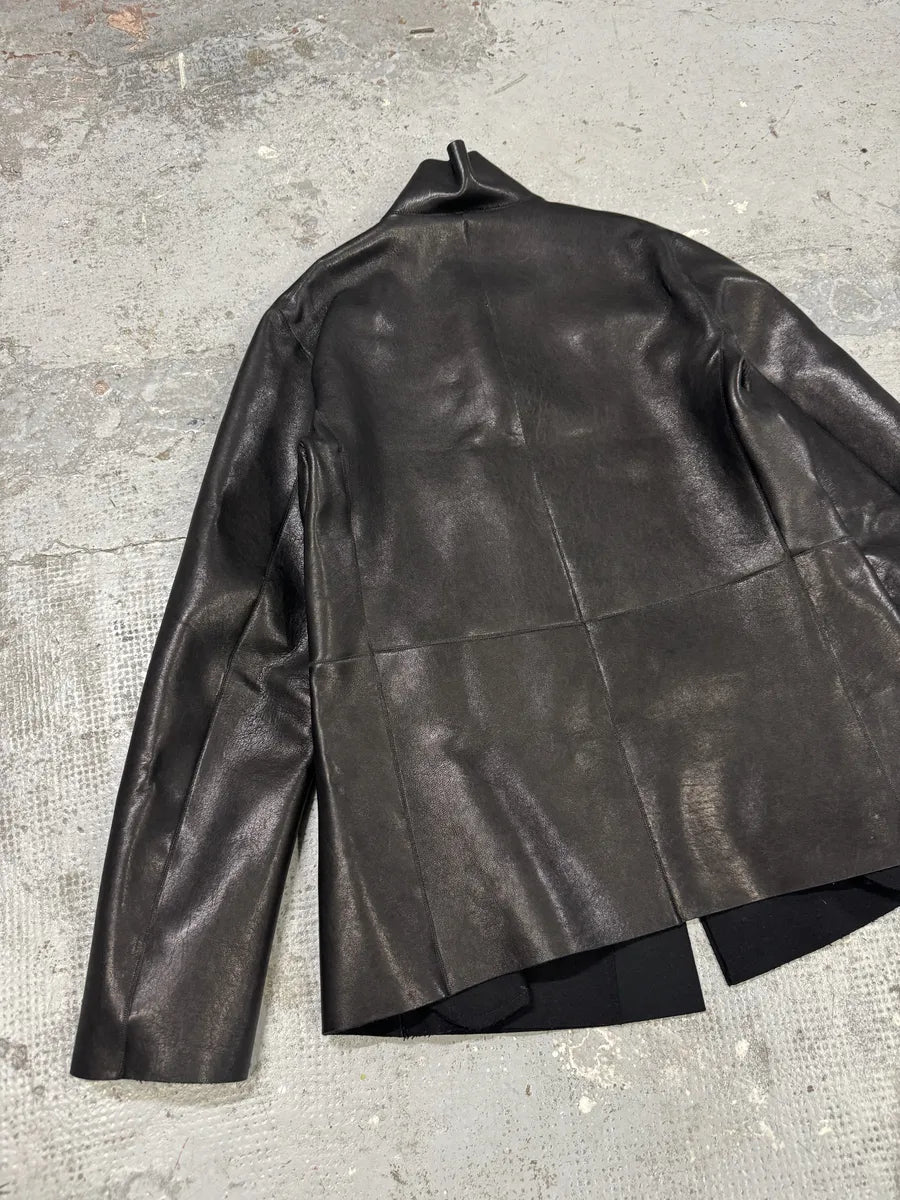 AW2012 Emporio Armani Black Leather Premium Blazer Jacket bMSnaOn 7