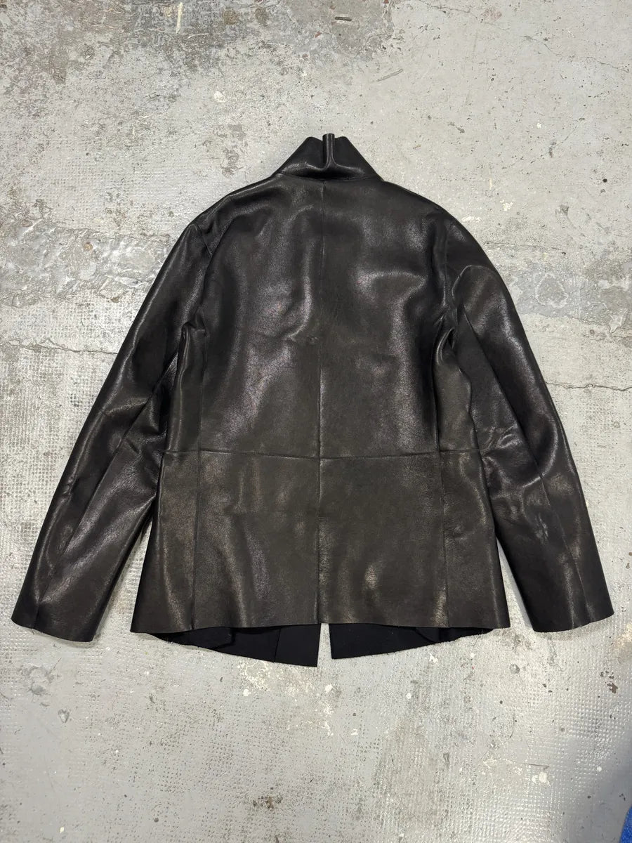 AW2012 Emporio Armani Black Leather Premium Blazer Jacket bMSnaOn 8