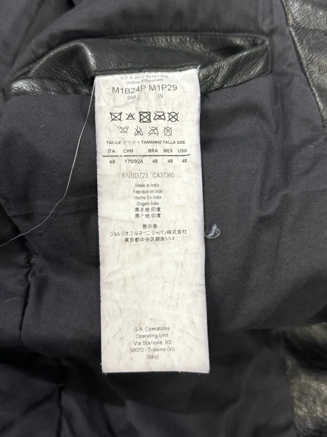 AW2012 Emporio Armani Black Simple Leather Jacket IauYlqf 6