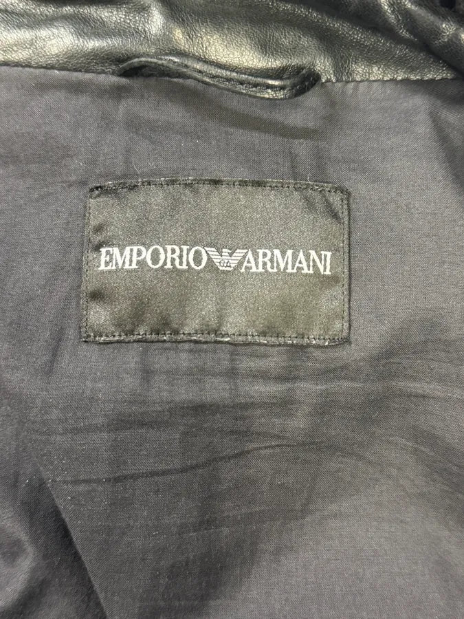 AW2012 Emporio Armani Black Simple Leather Jacket IauYlqf 5