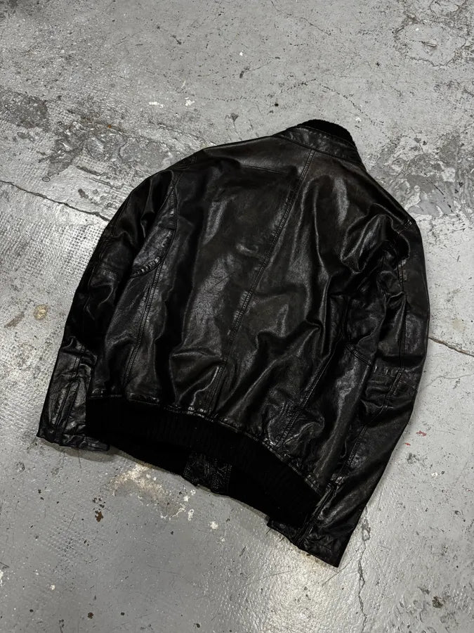 AW2012 Emporio Armani Black Simple Leather Jacket IauYlqf 3