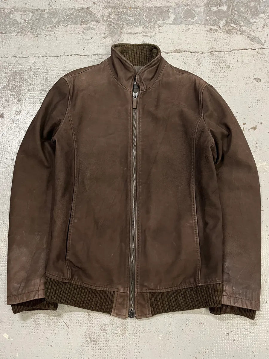 AW2012 Emporio Armani Brown Leather Jacket zCCmgRy 0