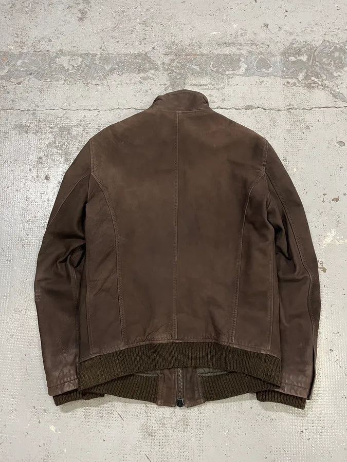 AW2012 Emporio Armani Brown Leather Jacket zCCmgRy 6