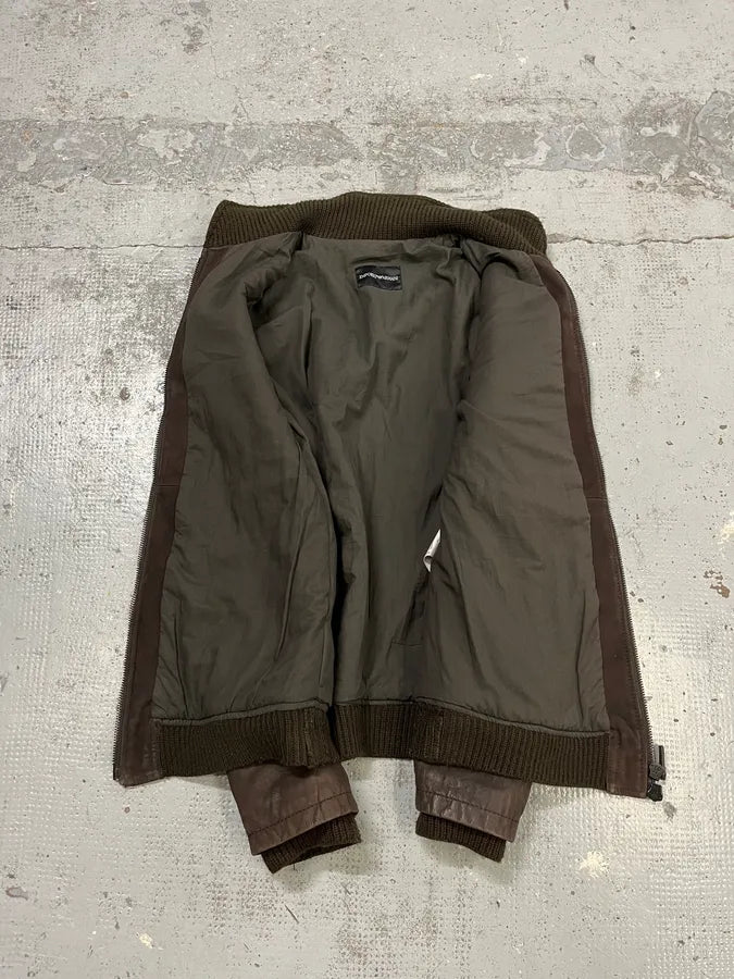 AW2012 Emporio Armani Brown Leather Jacket zCCmgRy 7