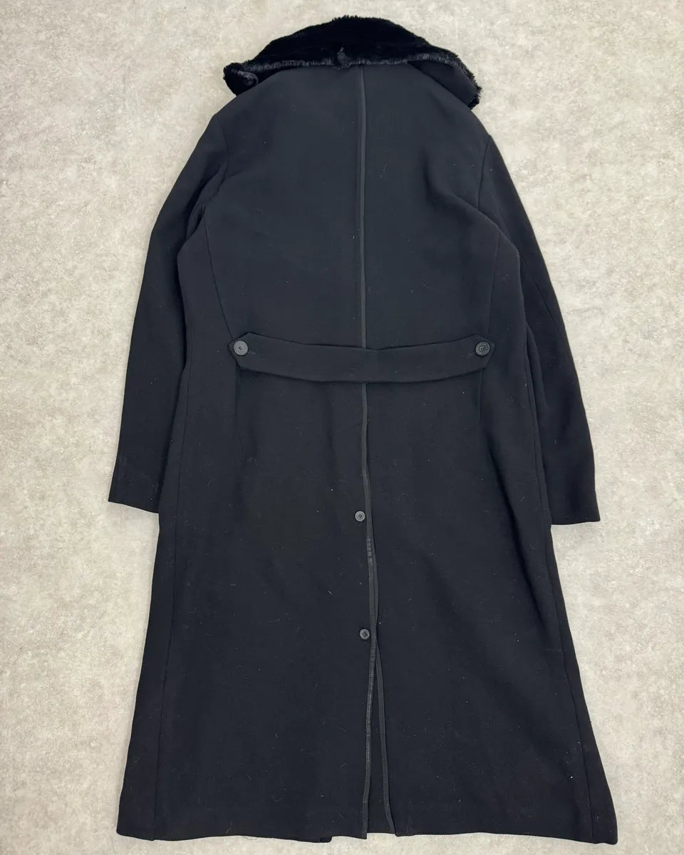 AW2012 Emporio Armani Fur Collar Black Long Coat glexQhw 2