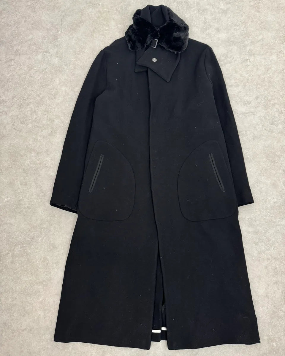 AW2012 Emporio Armani Fur Collar Black Long Coat glexQhw 3