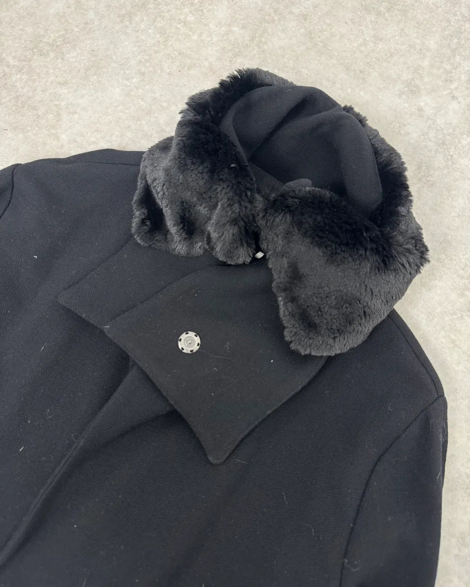 AW2012 Emporio Armani Fur Collar Black Long Coat glexQhw 4