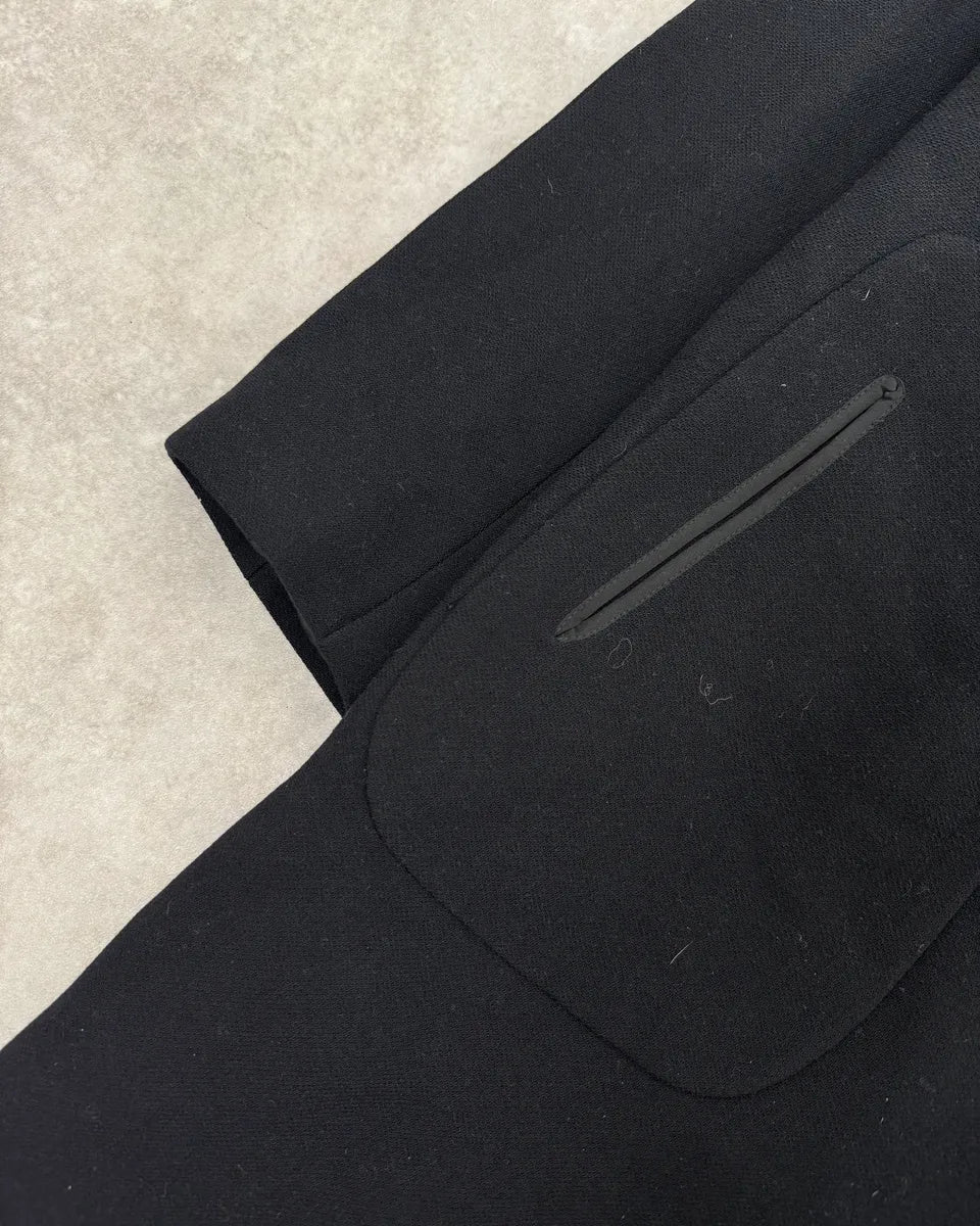 AW2012 Emporio Armani Fur Collar Black Long Coat glexQhw 5