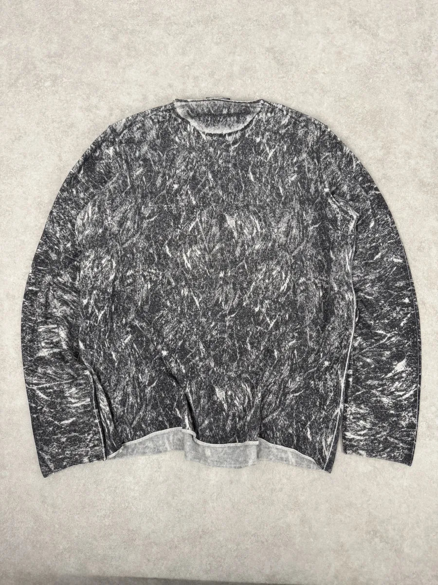 AW2012 Emporio Armani Grey Eroded Abstract Sweater mFRBdiF 4