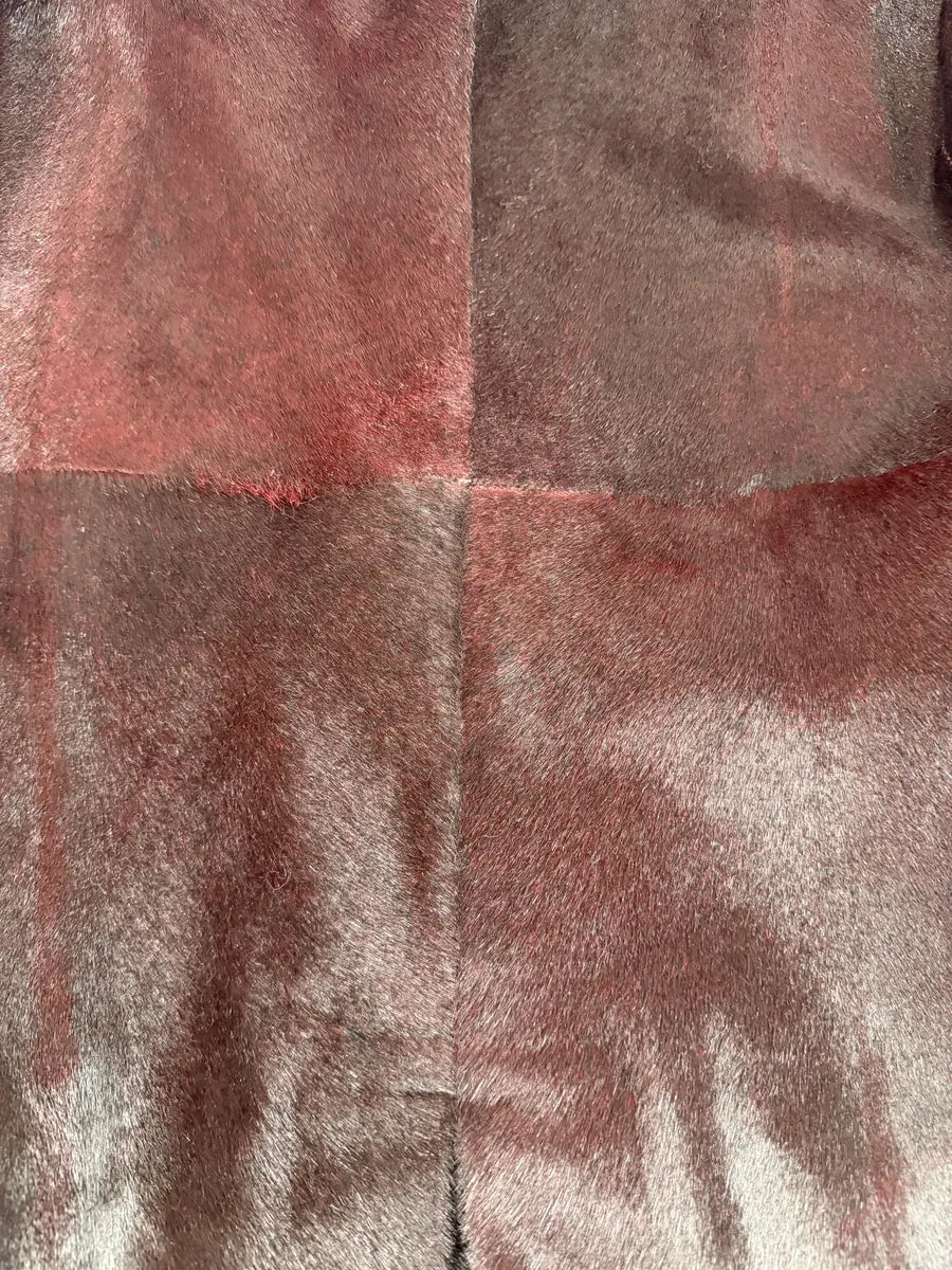 AW2012 Emporio Armani Red Bordeaux Pony Hair Leather Trench Coat FEIFHzD 8