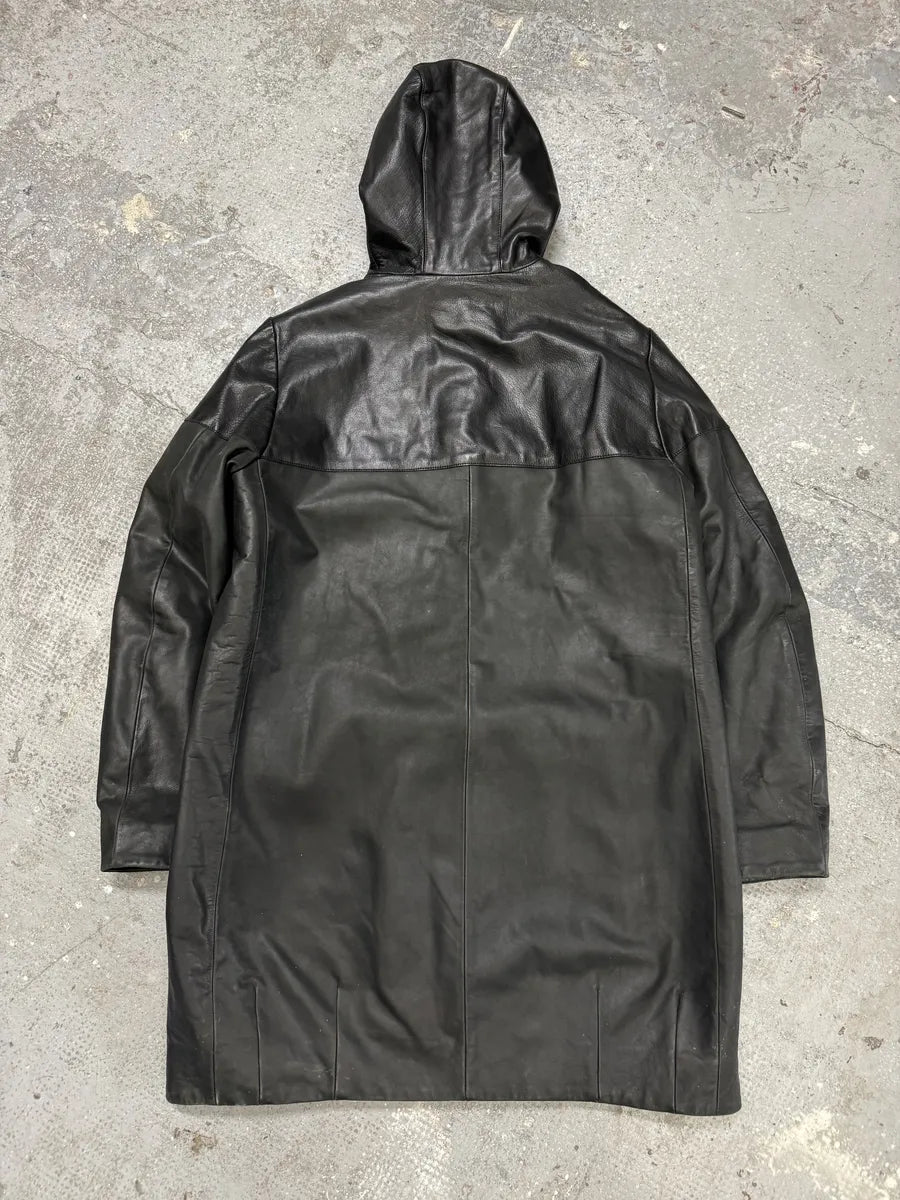 AW2012 Emporio Armani Tactical Black Leather Hooded Jacket FkYqmOf 1