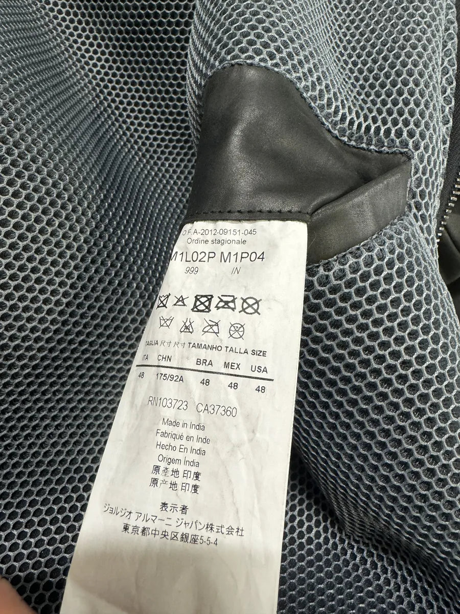 AW2012 Emporio Armani Tactical Black Leather Hooded Jacket FkYqmOf 9