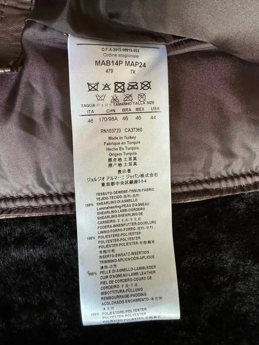 AW2012 Giorgio Armani Brown Shearling Lamb Leather Jacket HllmDcH 10