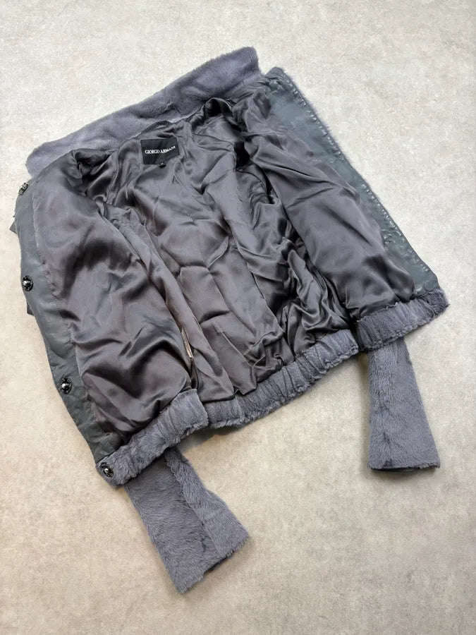 AW2012 Giorgio Armani Dark Polar Faux Fur Cropped Jacket IXOjijK 6