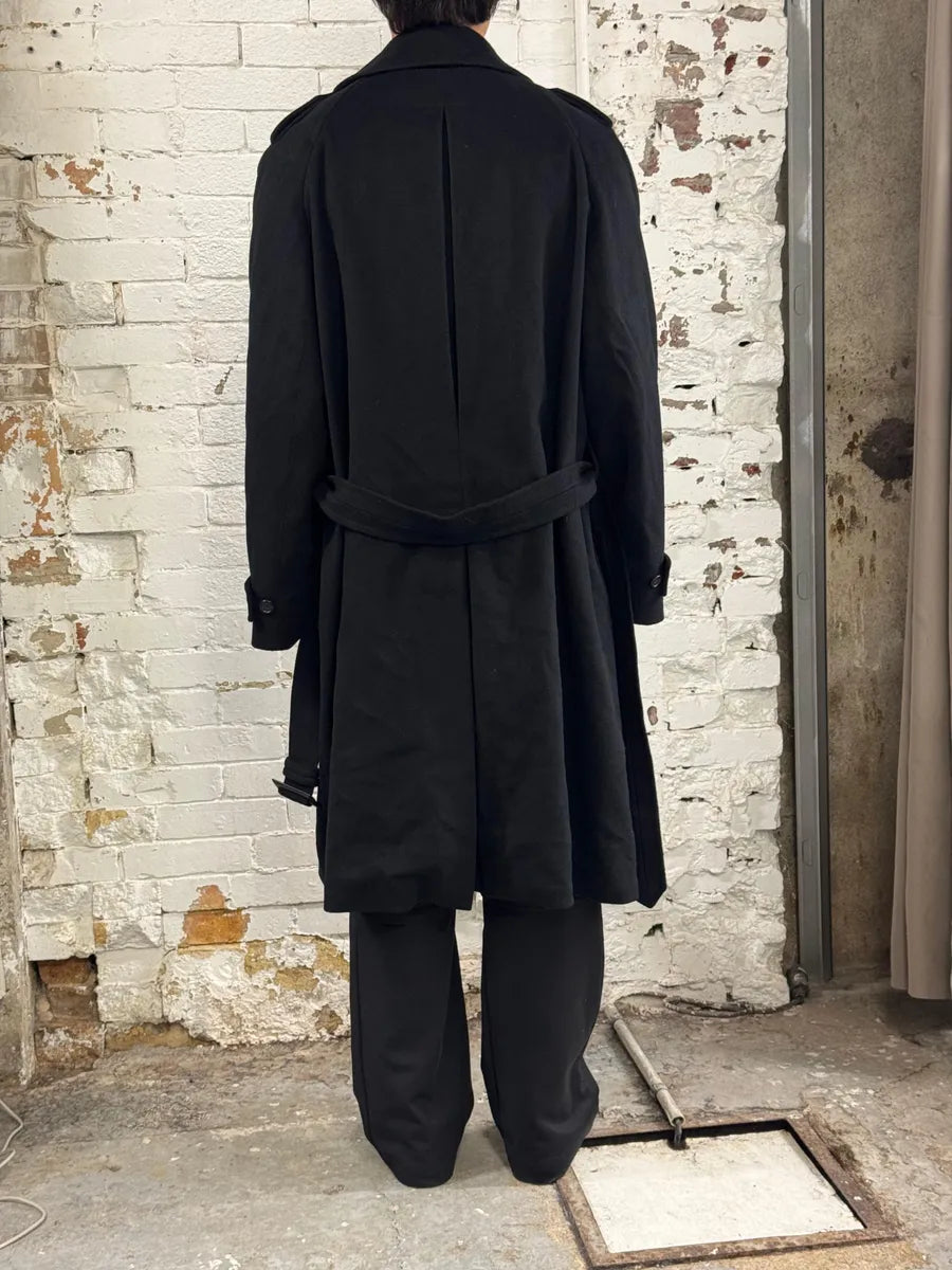 AW2012 Gucci Black Buttoned Wool Trench Coat eKXZzAZ 2