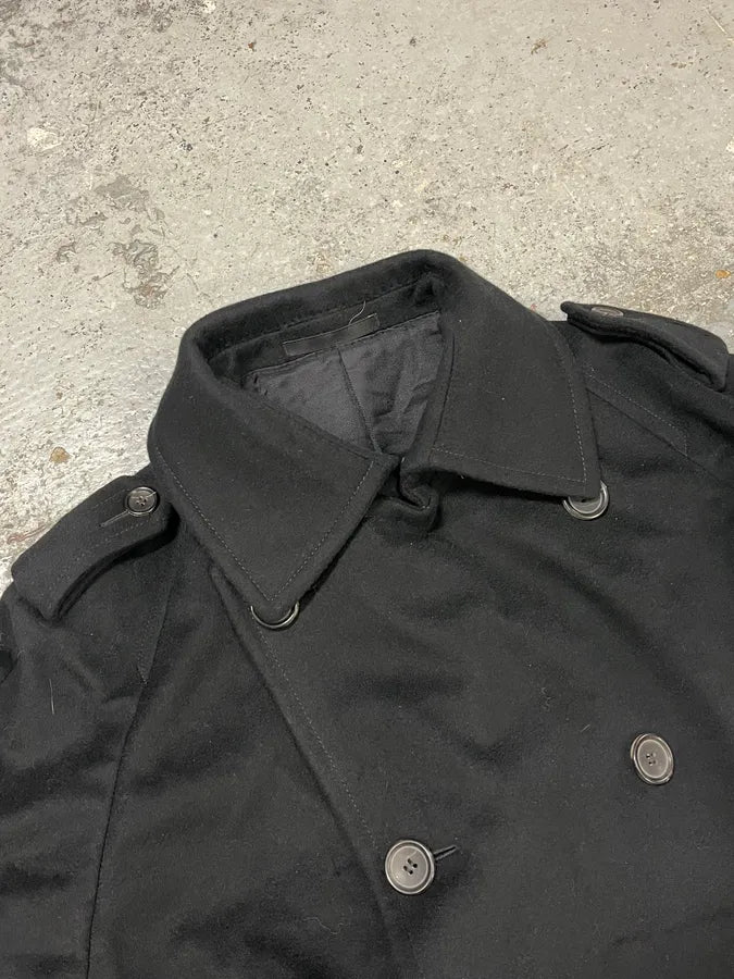 AW2012 Gucci Black Buttoned Wool Trench Coat eKXZzAZ 5